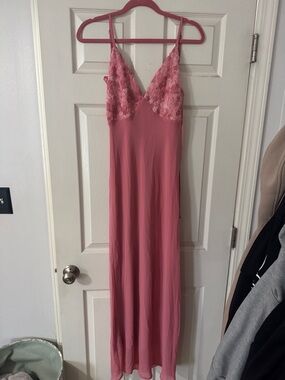 Pink Lace-Top Slip Dress